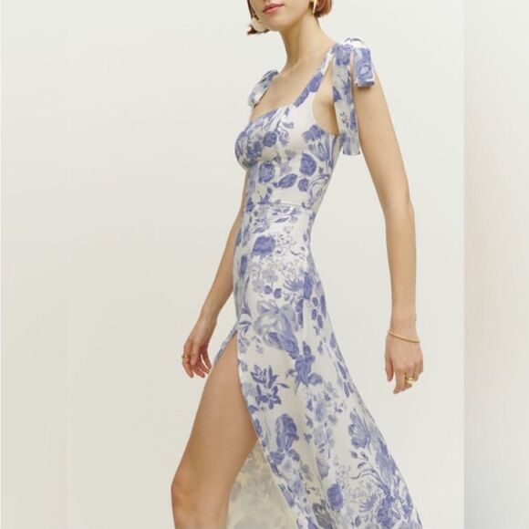 Reformation Lucerne Floral Print Twilight Midi Dress Size 6 $278 - Picture 7 of 12